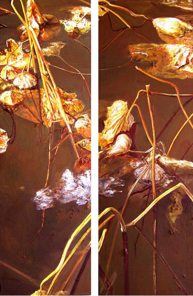 　残荷系列之六十(195x60x2)2006布面油彩　　