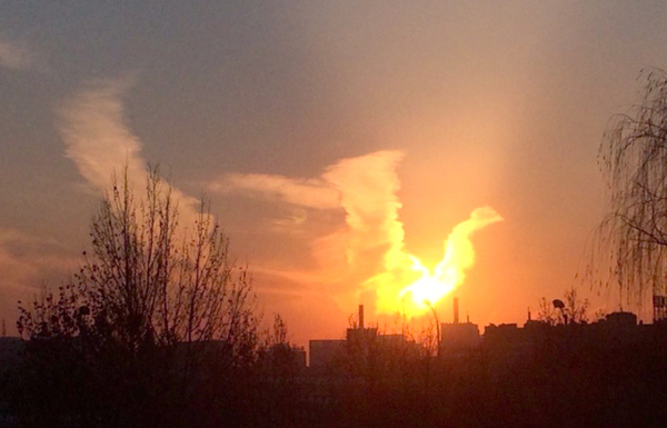 北京惊现“火凤凰”美丽晚霞3