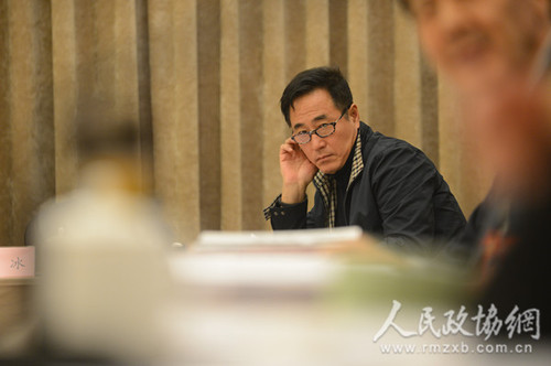 杨立新委员在小组会上认真听会_副本