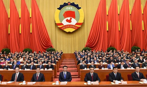 2015年3月3日 政协十二届全国委员会三次会议在北京人民大会堂开幕。习近平、李克强、张德江、刘云山、王岐山、张高丽在主席台就座。