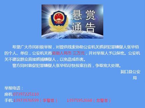 湖南男子持自制火药枪打死一人 警方悬赏3万缉凶