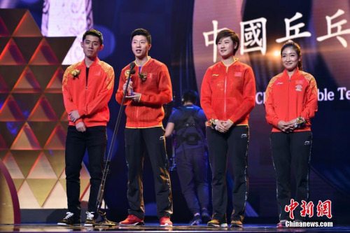 中国乒乓球队获得影响世界的华人大奖。 <a target='_blank' href='http://www.chinanews.com/' >中新网</a>记者 金硕 摄