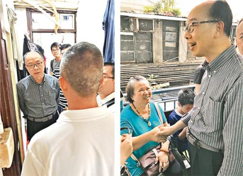 陈帆探访劏房户。图片来源：香港《文汇报》。