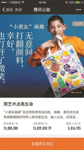 筹款目标在几小时达成 图片/手机截屏