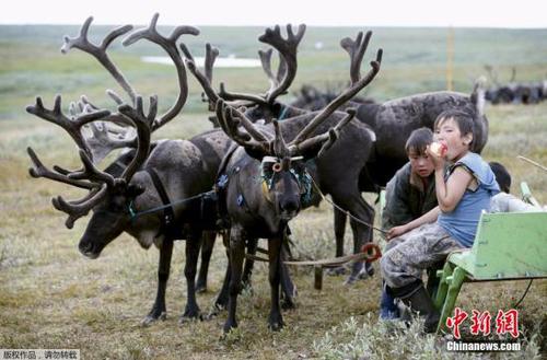 俄罗斯涅涅茨自治区行政中心纳里扬马尔，当地牧民的孩子。