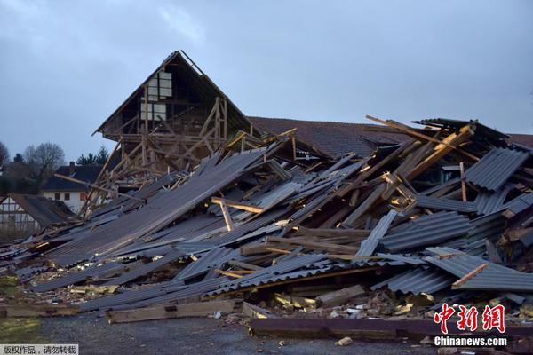 当地时间1月18日，飓风“弗里德里克”袭击德国全境，货车和重型起重机被掀翻，大风刮断大树导致列车运行受到影响。德国铁路公司当日发布消息，暂停全德长途列车运行。图为房屋被大风吹垮。