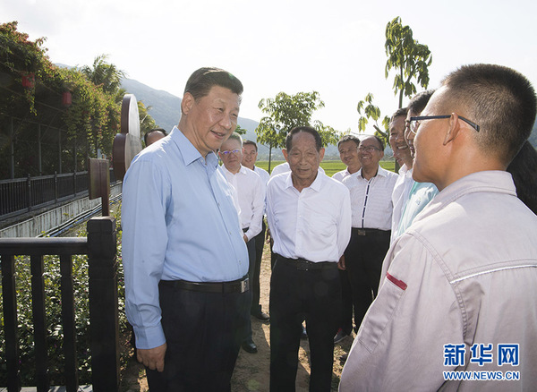 4月12日下午，中共中央总书记、国家主席、中央军委主席习近平在海南省三亚市考察。这是习近平在国家南繁科研育种基地（海南）同农业专家亲切交谈。