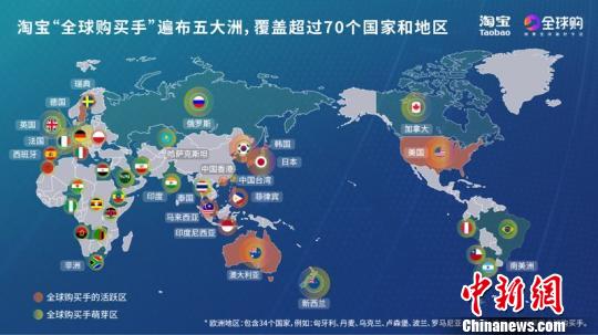 淘宝全球购买手分布图。供图 摄