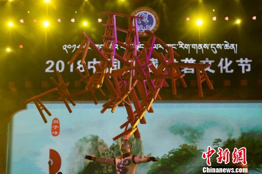 图为开幕式上由安徽省杂技团表演的杂技。何蓬磊 摄