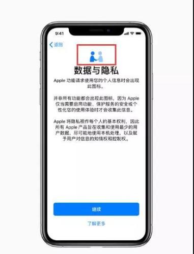 标红的就是“数据与隐私”图标。图片来源：苹果官网截图