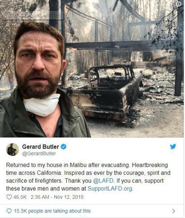 加州山火肆虐多位明星住宅被毁 有人指责气候变化