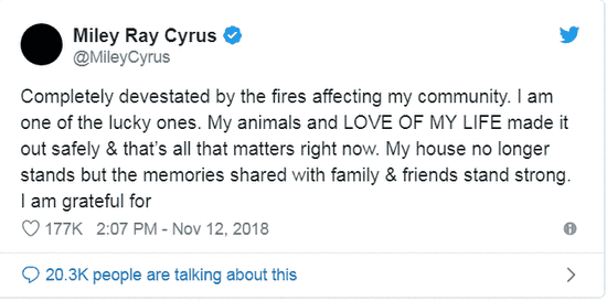 加州山火肆虐多位明星住宅被毁 有人指责气候变化