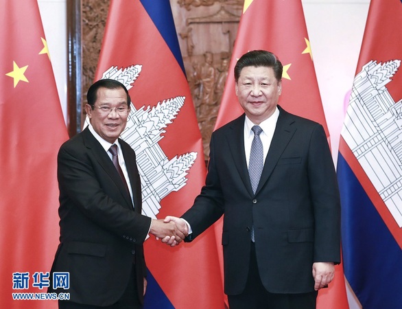 1月21日，国家主席习近平在北京钓鱼台国宾馆会见柬埔寨首相洪森。
