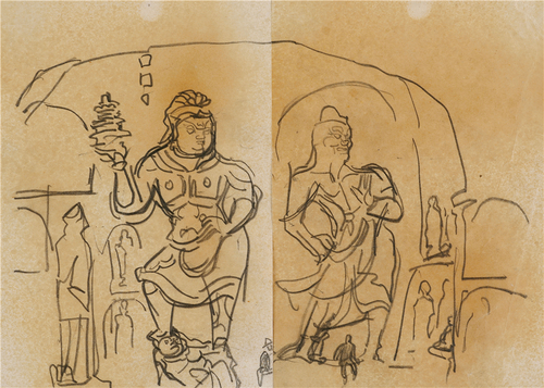 15-叶浅予 龙门石佛 纸本铅笔 17cm×24cm 1962 年 2012 年入藏
