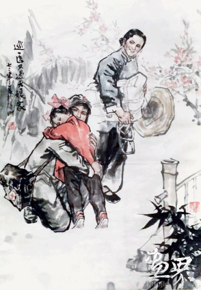 巡医又过大娘家-94×67cm-1972年-林俊龙