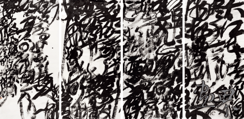 乱书-苏轼水调歌头赤壁怀古（纸本水墨）248×129cm×4-2016年-王冬龄