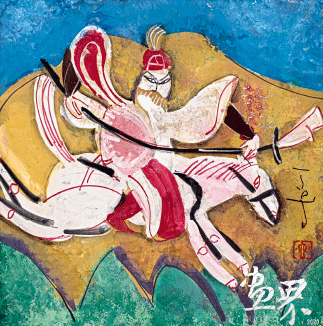骑-马-35×35cm-2013年-丁立人