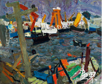 港之风（油画）100×120cm-2019年-砂-金