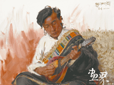 弹曼陀铃的佳考（布面油画）80×60cm-2017年-徐青峰