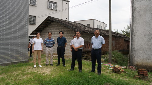 2019年8月29日，市政协党组书记、主席杨志宇（右二）带领有关职能部门深入北界镇西镇村调研六文自然村村务协商议事会建设遇到的土地难问题。
