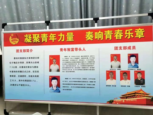 基地内摆放着青年致富带头人晏建祥的介绍。人民政协网记者付振强 摄