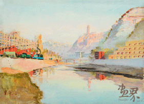 延安宝塔山（纸本油画）40×54.5cm-1974年-戴-泽