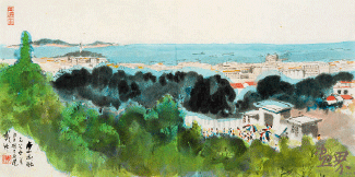南山远眺（纸本国画）69×34cm-1987年--戴-泽
