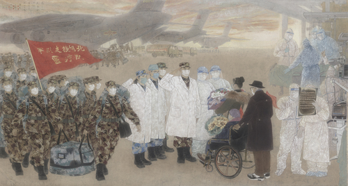 《为了人民》(局部) 工笔重彩 2020年  郭海荣  范向辉  于理  王亚非  李玉旺