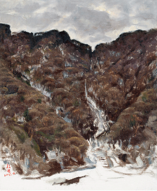秦岭初雪写生（亚麻布油彩）73×60cm-2015年-曹新林