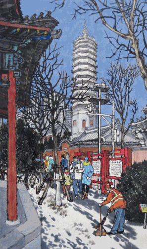 春到西海子-40×65cm-2020年-张建豹