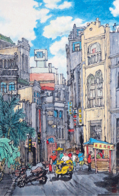 老街遗韵-40×65cm-2020年-张建豹