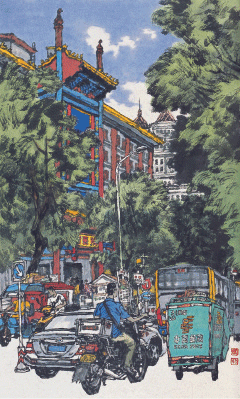 运河桥头-40×65cm-2020年-张建豹