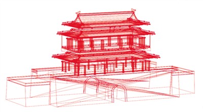 明迁都北京后，北京城较元大都整体南移；明清时期中轴线上的建筑、景观的规模、气势、规整程度均达到了历史最高水准。1(供图：清城睿现数字科技研究院）