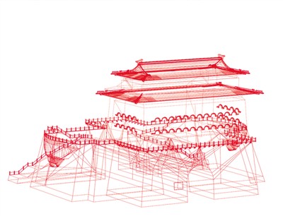 明迁都北京后，北京城较元大都整体南移；明清时期中轴线上的建筑、景观的规模、气势、规整程度均达到了历史最高水准。2(供图：清城睿现数字科技研究院）