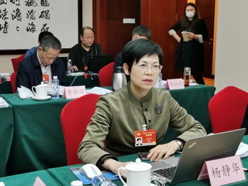 全国政协委员、广西壮族自治区人大常委会副主任、民进广西区委主委杨静华  区捷 摄