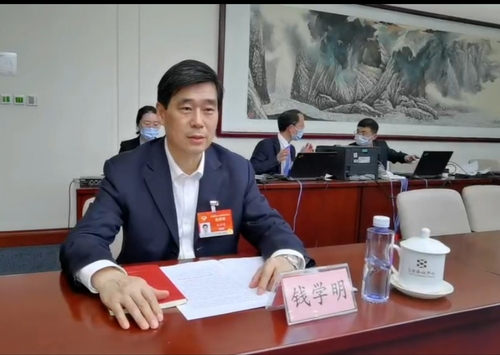 图为全国政协委员、广西壮族自治区政协副主席钱学明  夏宁 摄