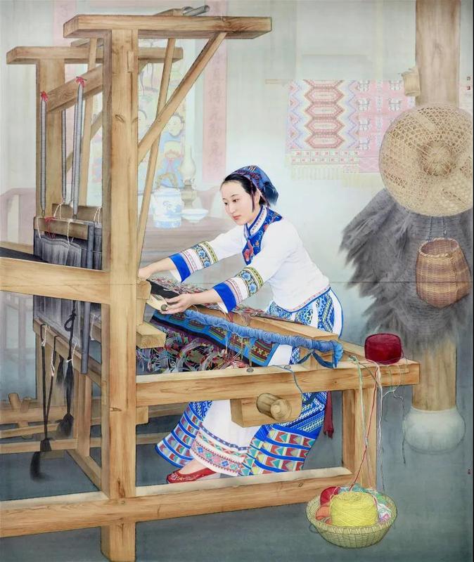 《土家织女》 纸本 186cmx221cm3