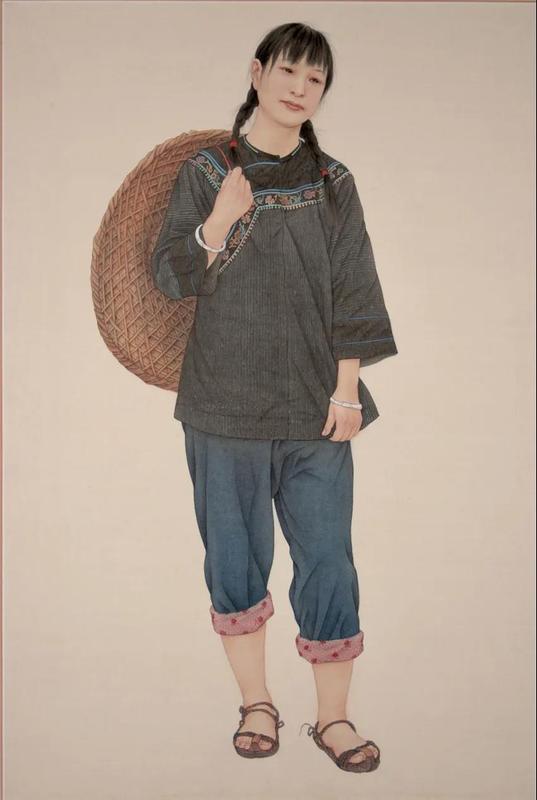 《农家女》绢本 工笔  80cmx50cm6
