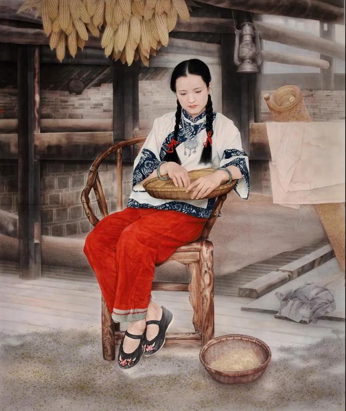 《银锁 》纸本工笔 180cmx188cm第九届全国美展银奖8