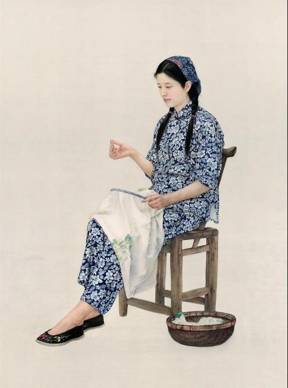 《蓝花花》 纸本工笔 187cmx103cm13
