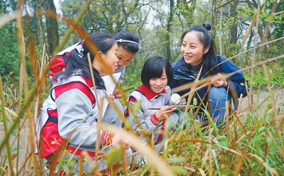 在林间挥洒青春汗水