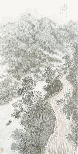 路随溪江远-雨后万山新-135×69cm-2020年-李-翔