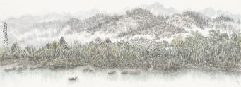 隔溪春色几丛绿-近水楼台多少家-65×177cm-2020年-李-翔