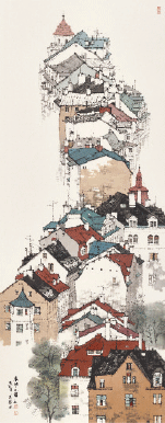 东欧小镇-180×70cm-2019年-刘-建