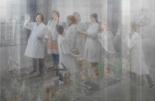 马蕾、张彩翼《呦呦鹿鸣》（坦培拉） 2019 中国美术馆藏