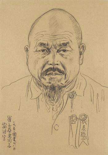 7张安治绘崔正岭纸本铅笔37.5cmx27.5cm 1951