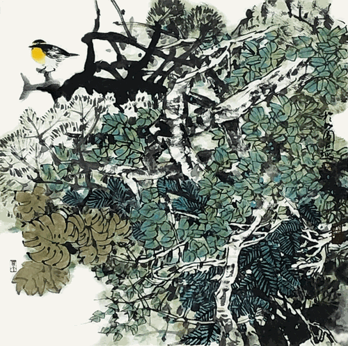 花-鸟68x68cm-2021年-吴东民