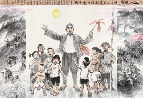 心声：没有共产党就没有新中国-150×220cm--李延声