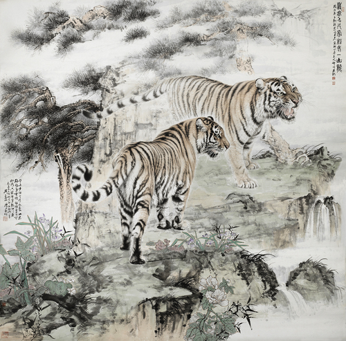 ▲孟祥顺《岩高千尺虎》 385x379cm 2020年