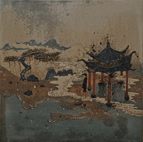 清音鉴（木胎、大漆、金箔、灰）60x60cm--2020年-陈涵